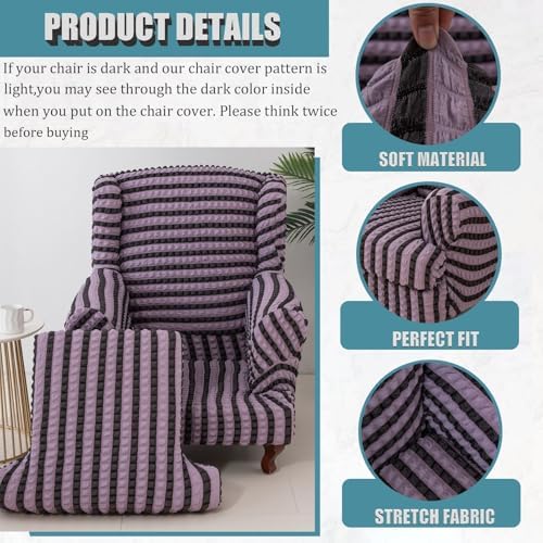 Stretch Wingback Chair Covers 2 Piece Set for Living Room and Bedroom