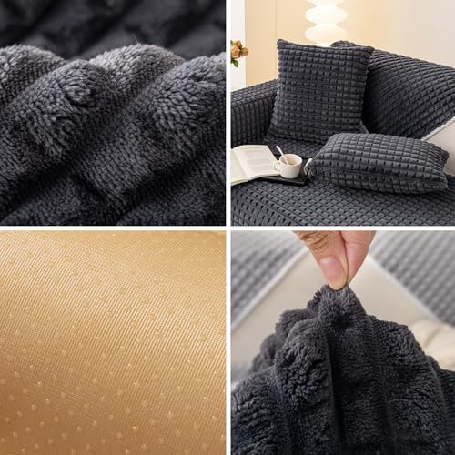 Velvet Couch Cover Washable Non-Slip Plush