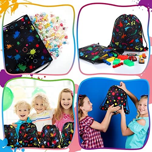 Funtery 32 Pcs Neon Glow Drawstring Bags for Parties and Gifts