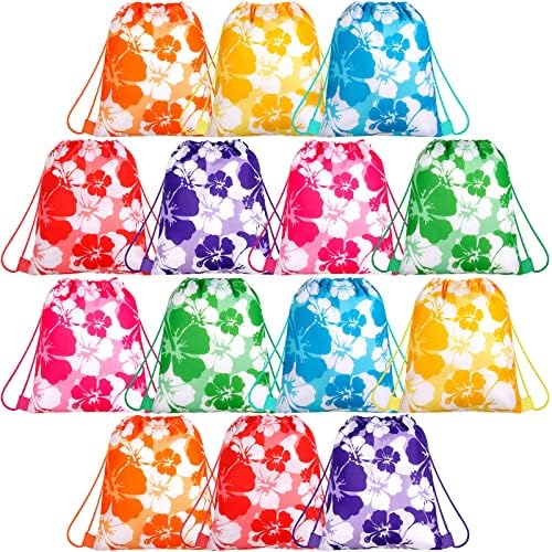 Teling Hibiscus Drawstring Party Favor Bags 14 Pcs