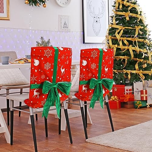 Buryeah 4 Pcs Christmas Chair Covers Removable Washable Set
