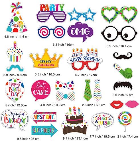 Frienda 29 Piece Birthday Photo Booth Props Kit