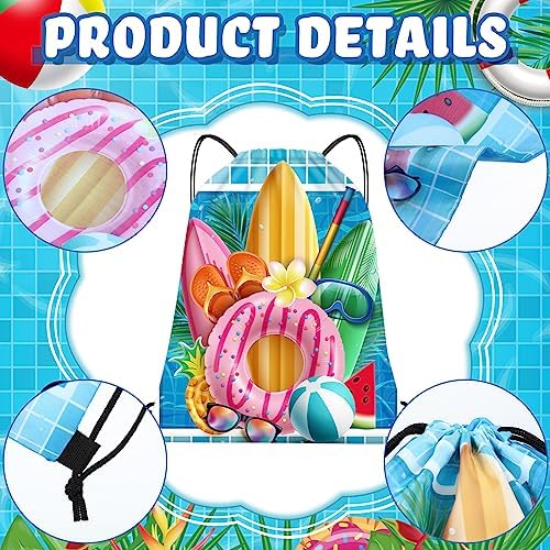 Kacctyen 36 Pcs Pool Party Drawstring Bags