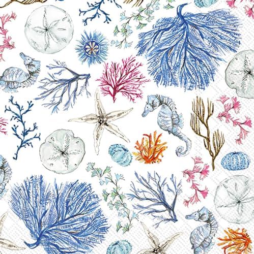 IHR Ideal Home Range Party Napkins Blue Coastal 20-Count