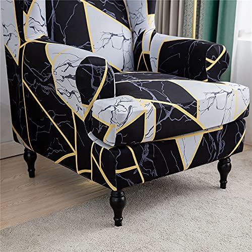 ZYANLING Stretch Armchair Slipcovers 2 Piece Wingback Chair Covers