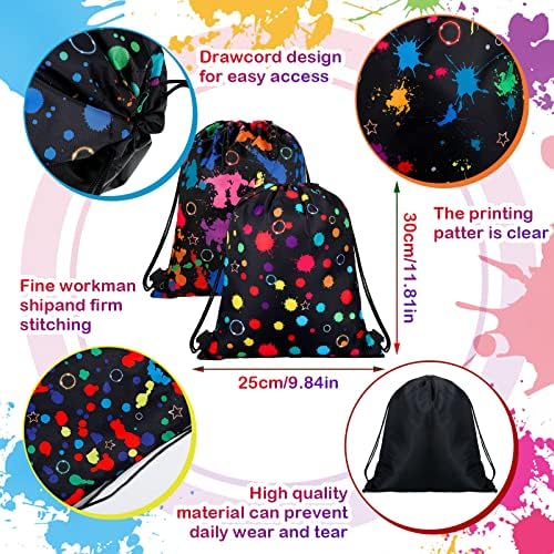 Funtery 32 Pcs Neon Glow Drawstring Bags for Parties and Gifts