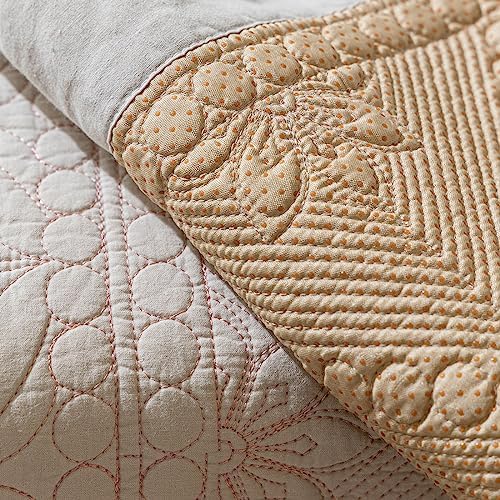 Vctops Floral Embroidered Quilted Sofa Cover Khaki 43x63