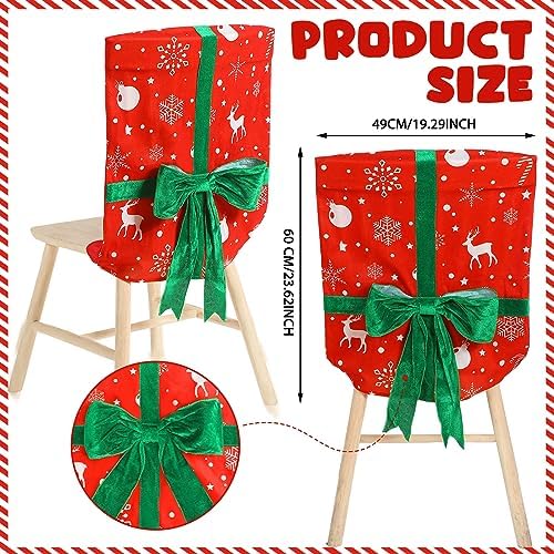 Buryeah 4 Pcs Christmas Chair Covers Removable Washable Set