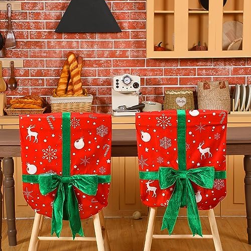 Buryeah 4 Pcs Christmas Chair Covers Removable Washable Set