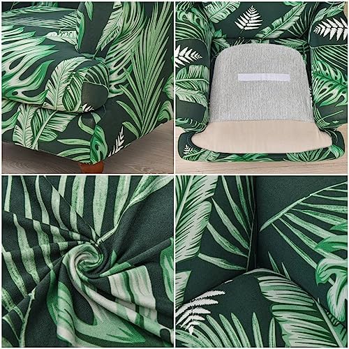 Tropical Leaf Stretch Wing Chair Slipcover 2 Piece
