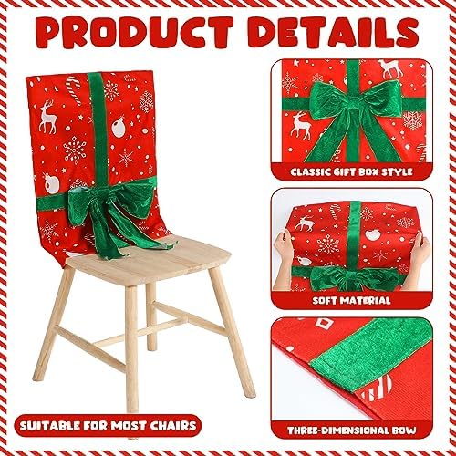 Buryeah 4 Pcs Christmas Chair Covers Removable Washable Set