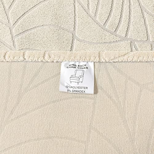 OKYUK Wingback Chair Slipcover 2 Piece Set Beige