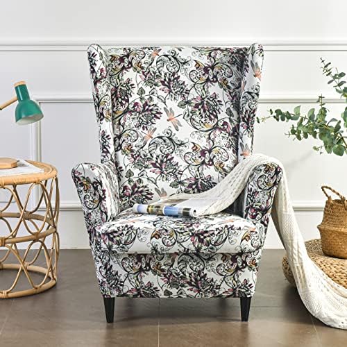 2 Piece Wingback Chair Slipcover for Living Room Chairs