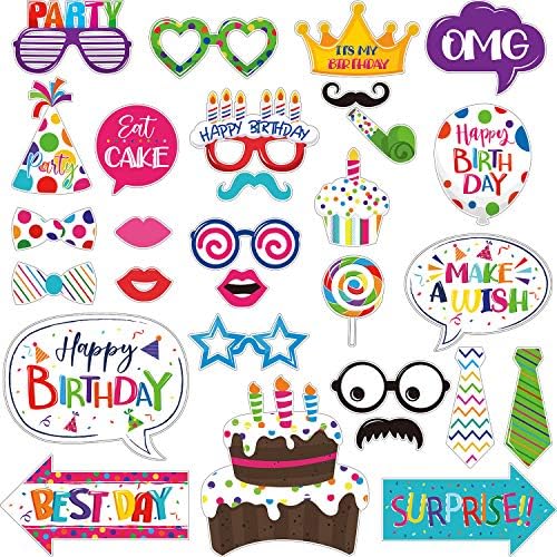 Frienda 29 Piece Birthday Photo Booth Props Kit