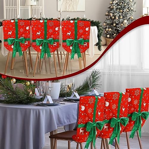 Buryeah 4 Pcs Christmas Chair Covers Removable Washable Set