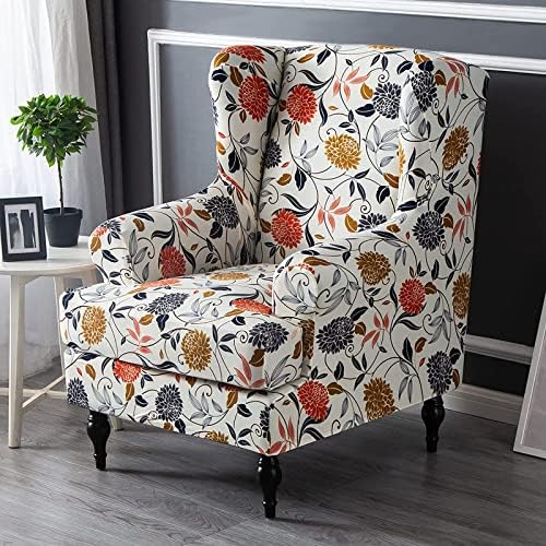 YOPOIY 2-Piece Stretch Wingback Slipcover Removable and Washable