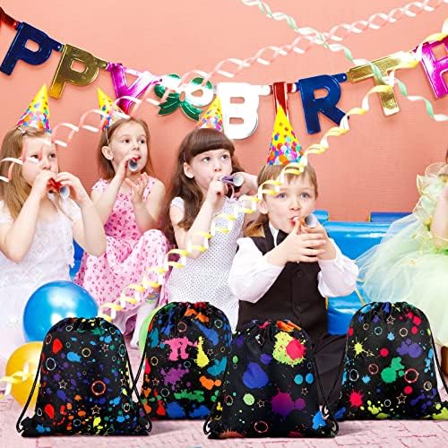 Funtery 32 Pcs Neon Glow Drawstring Bags for Parties and Gifts