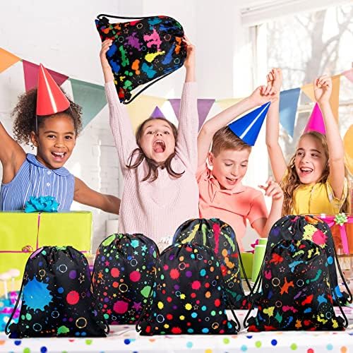 Funtery 32 Pcs Neon Glow Drawstring Bags for Parties and Gifts