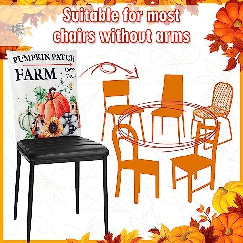 Whaline 4 Pack Fall Dining Chair Covers with Pumpkins Flowers Pattern