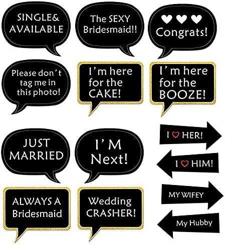 52pcs Wedding Photo Booth Props Set for Bridal Shower and Valentines Day