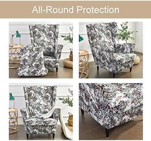 2 Piece Wingback Chair Slipcover for Living Room Chairs