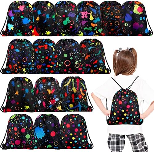 Funtery 32 Pcs Neon Glow Drawstring Bags for Parties and Gifts